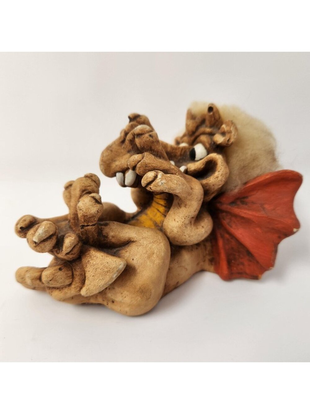 Vintage Bill Vernon Playful Dragon Painted Resin Sculpture Figurine 1980s
